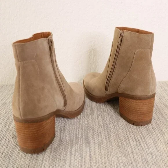 Korks by Kork-Ease Esmerelda Ankle Boots Women’s 10 M Taupe Suede Block Heel Zip - Picture 15 of 16